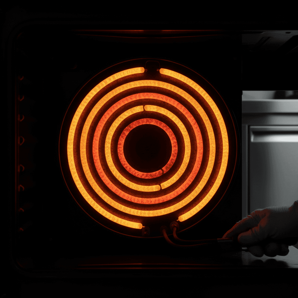 Oven heating element repair close-up